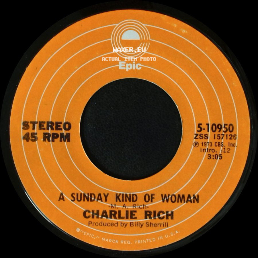 Charlie Rich - Behind Closed Doors / A Sunday Kind Of Woman side B