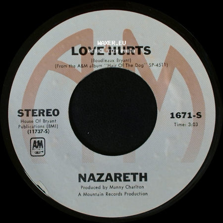Nazareth - Hair Of The Dog / Love Hurts side B