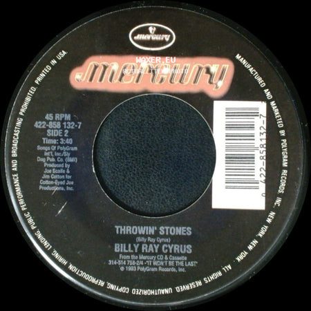 Billy Ray Cyrus - Words By Heart / Throwin' Stones side B