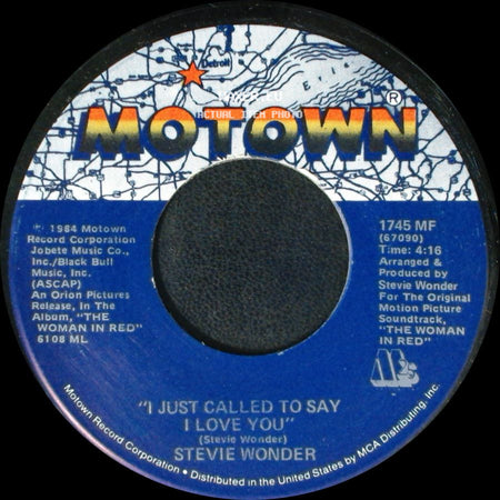 Stevie Wonder - I Just Called To Say I Love You / I Just Called To Say I Love You (Instrumental) side A