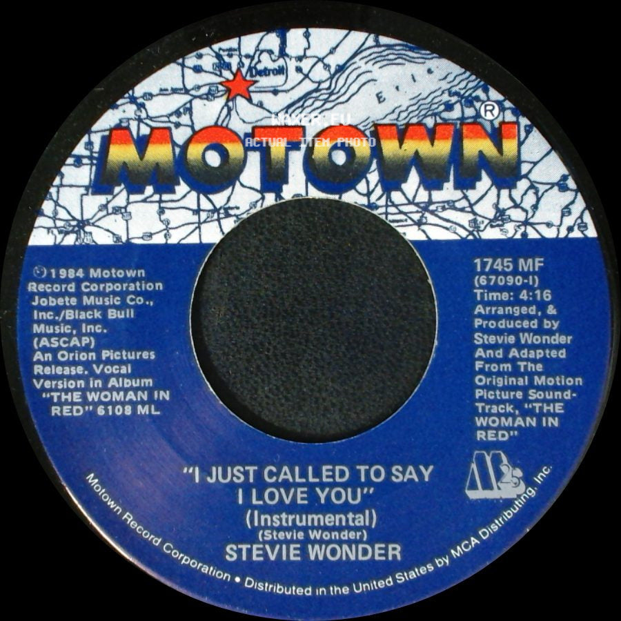 Stevie Wonder - I Just Called To Say I Love You / I Just Called To Say I Love You (Instrumental) side B