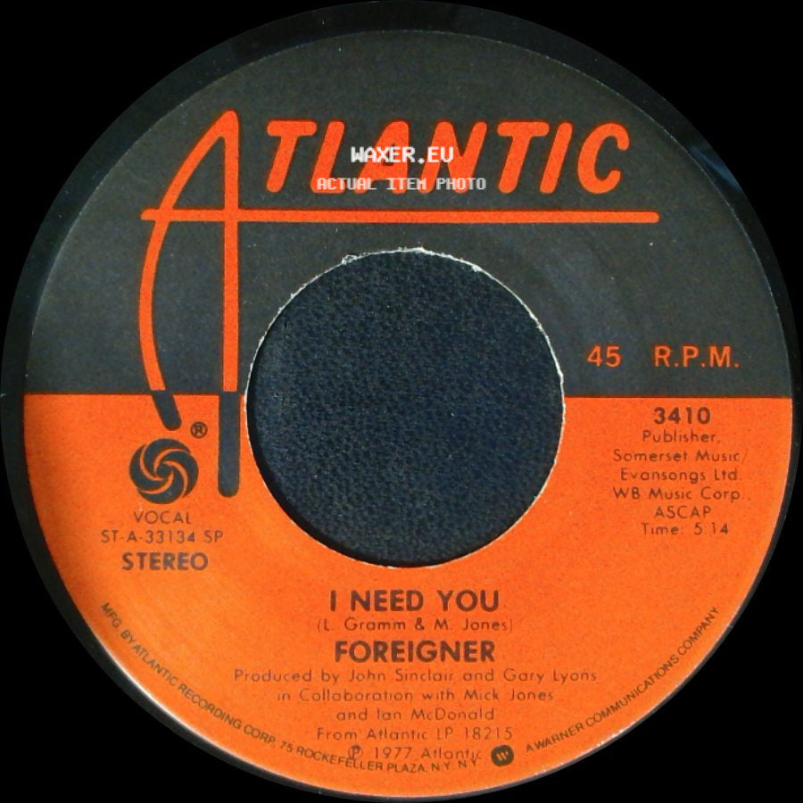 Foreigner - Cold As Ice / I Need You side B