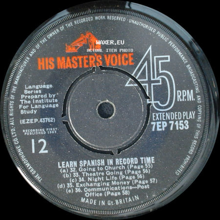 Unknown Artist - Learn Spanish In Record Time / Learn Spanish In Record Time side A