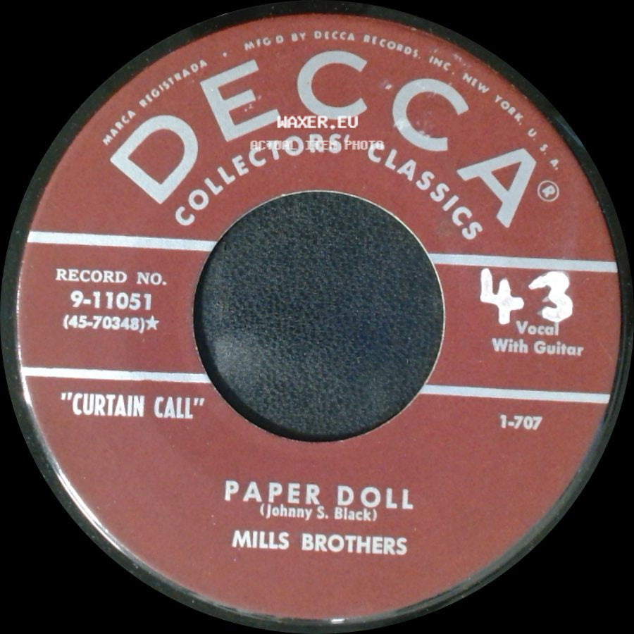 Mills Brothers - Tiger Rag / Paper Doll side B