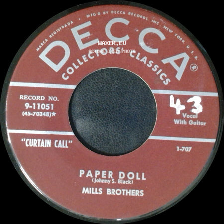 Mills Brothers - Tiger Rag / Paper Doll side B