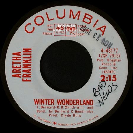 Aretha Franklin - Winter Wonderland / The Christmas Song (Chestnuts Roasting On An Open Fire) side A