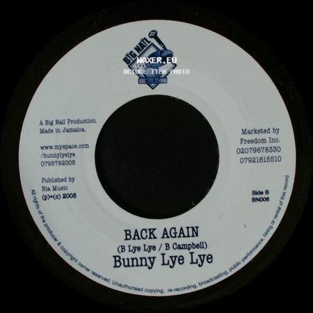 Bunny Lye Lye - Nah Give Up / Back Again side B