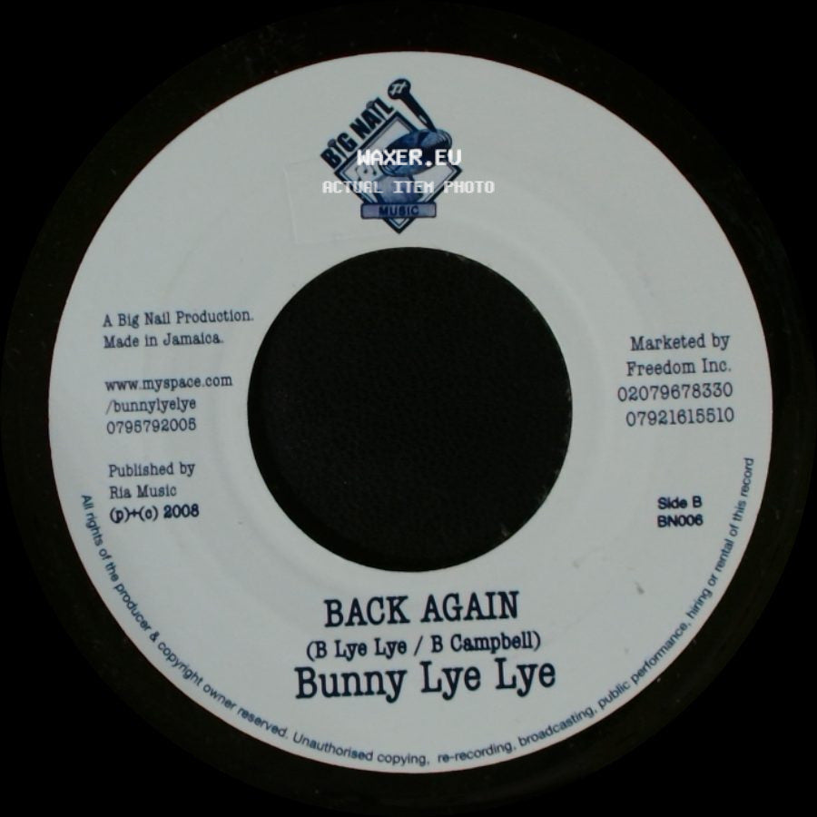 Bunny Lye Lye - Nah Give Up / Back Again side B