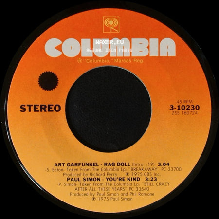 Simon And Garfunkel / Art Garfunkel, Paul Simon - My Little Town / Rag Doll / You're Kind side B
