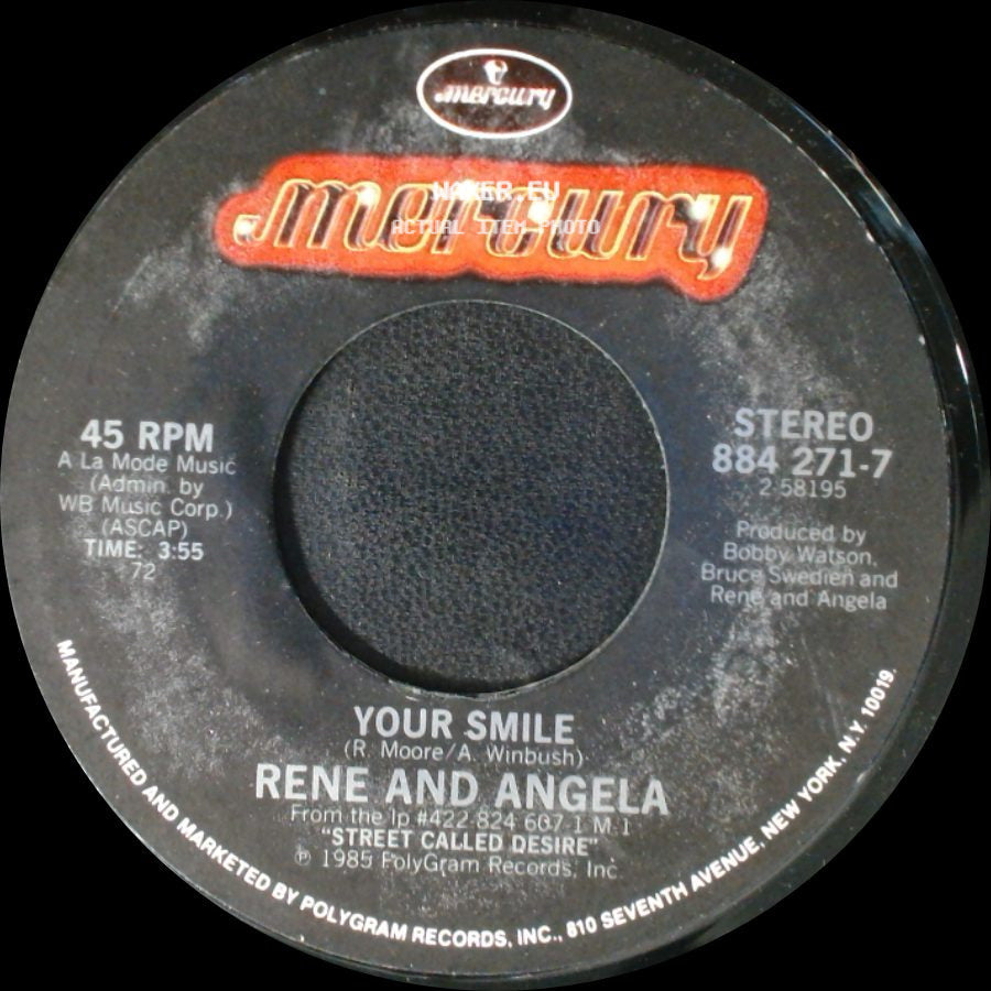 Rene And Angela - Your Smile / Your Smile (Instrumental Version) side A