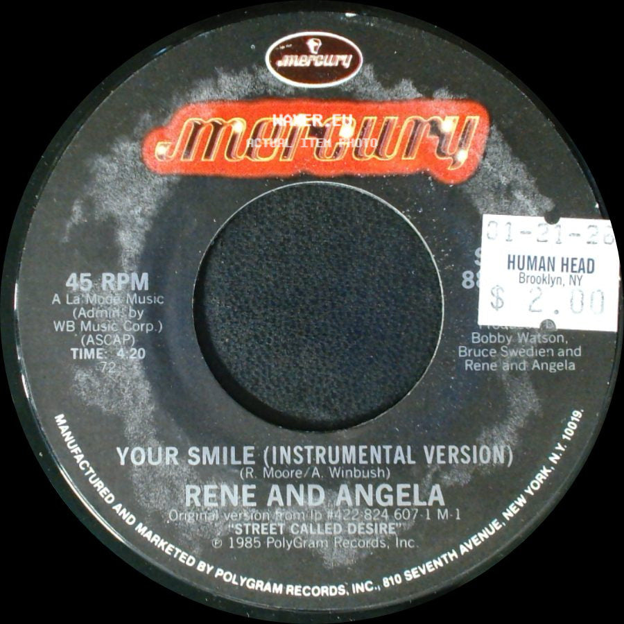 Rene And Angela - Your Smile / Your Smile (Instrumental Version) side B