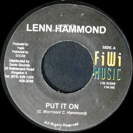 Lenn Hammond / Stanpipe - Put It On / Unknown Title B side A