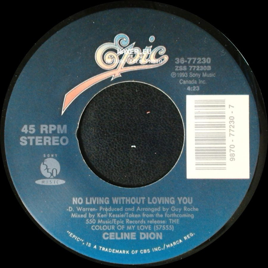 Celine Dion - No Living Without Loving You / The Power Of Love (Radio Edit) side A