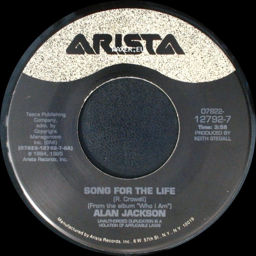 Alan Jackson - You Can't Give Up On Love / Song For The Life side B
