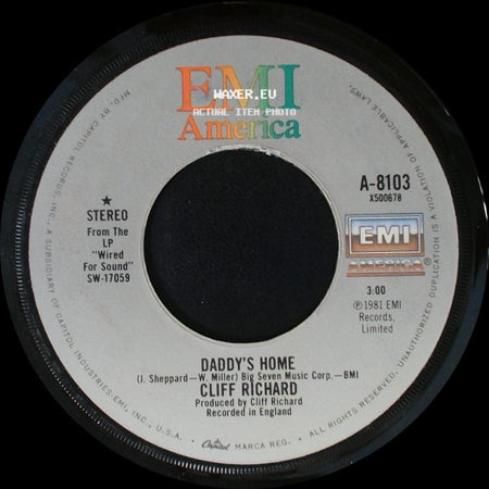 Cliff Richard - Summer Rain / Daddy's Home side B