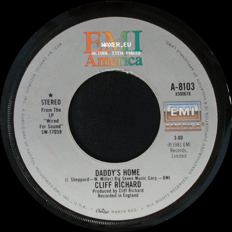 Cliff Richard - Summer Rain / Daddy's Home side B