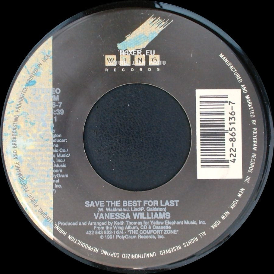 Vanessa Williams - Save The Best For Last / Freedom Dance (Get Free!) (Lp Version) side A