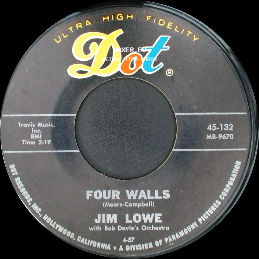 Jim Lowe / Jim Lowe With The High Fives - Four Walls / The Green Door side A