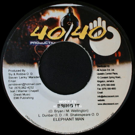 Elephant Man / General Degree - Bring It / Nuh Fraid A Dem side A