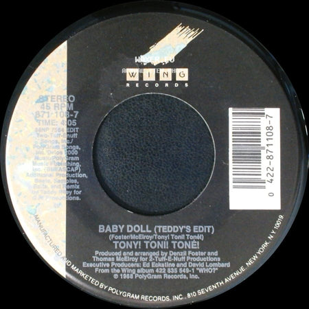 Tony! Toni! Toné! - Baby Doll (Teddy's Edit) / Baby Doll (Edit Of Album Version) side A