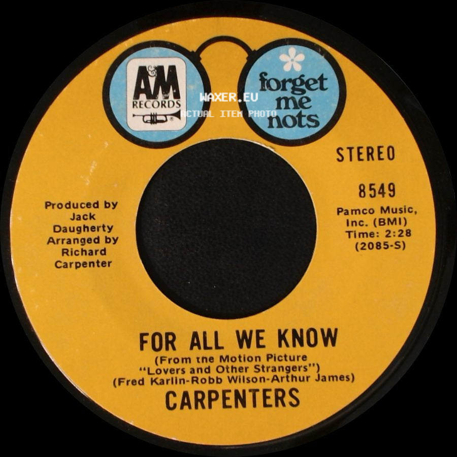 Carpenters - We've Only Just Begun / For All We Know side B