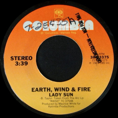 Earth, Wind & Fire - Fall In Love With Me / Lady Sun side B