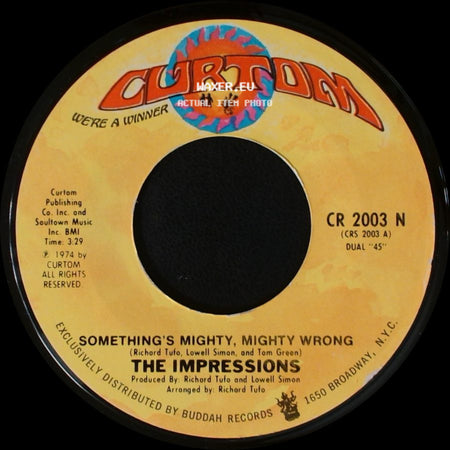 The Impressions - Three The Hard Way / Something's Mighty, Mighty Wrong side B