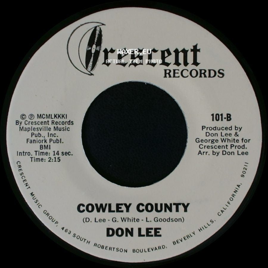 Don Lee - I'm In Love With A' Memory / Cowley County side B
