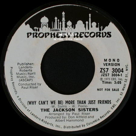 The Jackson Sisters - (Why Can't We Be) More Than Just Friends / (Why Can't We Be) More Than Just Friends side A