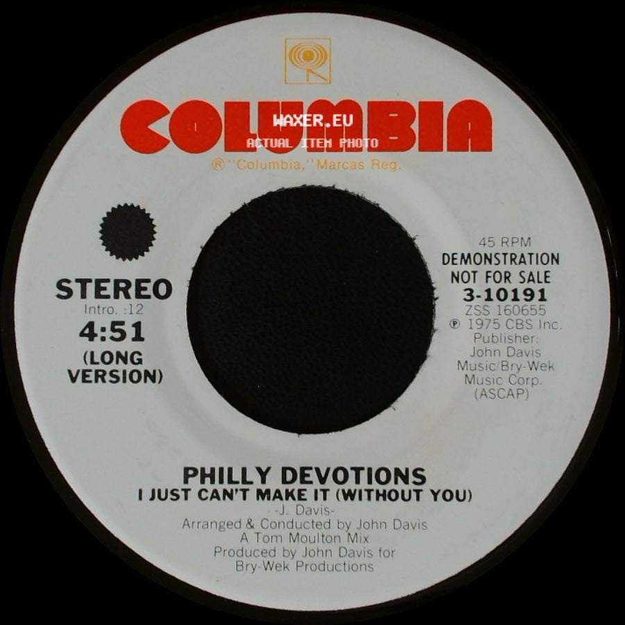 Philly Devotions - I Just Can't Make It (Without You) / I Just Can't Make It (Without You) side A