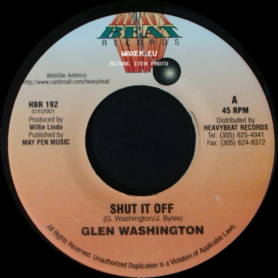 Glen Washington - Shut It Off / Version side A