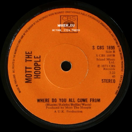 Mott The Hoople - Roll Away The Stone / Where Do You All Come From side B