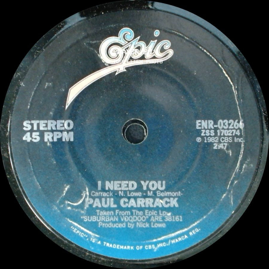 Paul Carrack - I Need You / Unknown Title B side A