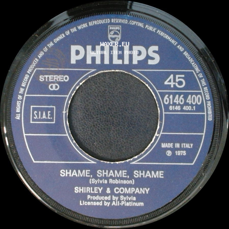 Shirley & Company - More "Shame" / Shame, Shame, Shame side B