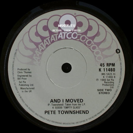 Pete Townshend - Rough Boys / And I Moved side B