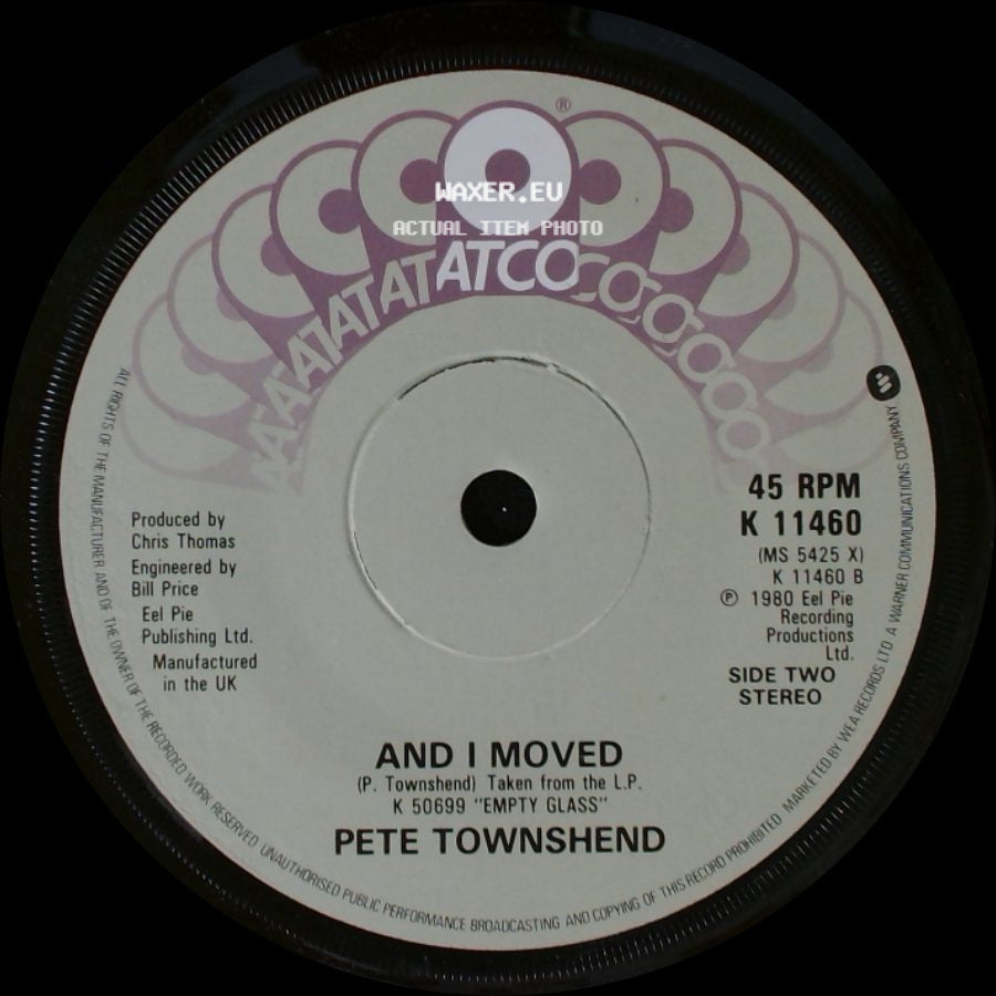 Pete Townshend - Rough Boys / And I Moved side B