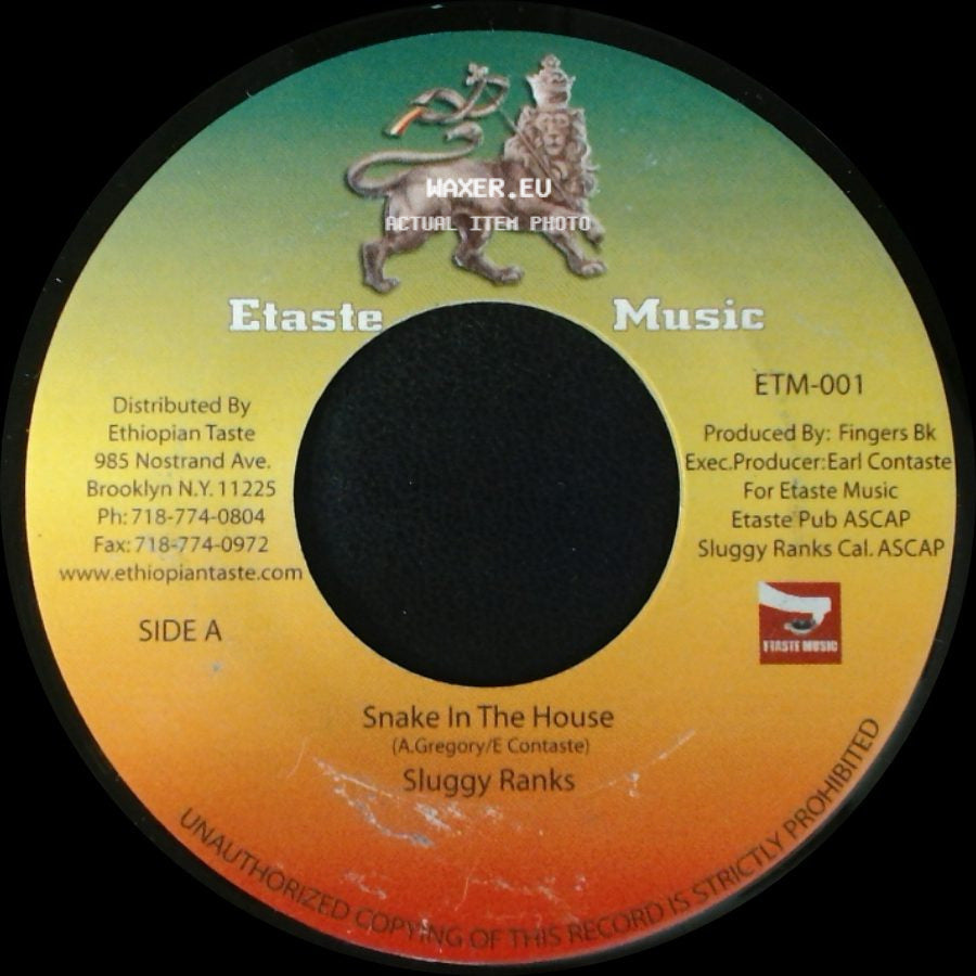 Sluggy Ranks / Sluggy Ranks Feat. Sizzla - Snake In The House / Snake Rmx side A