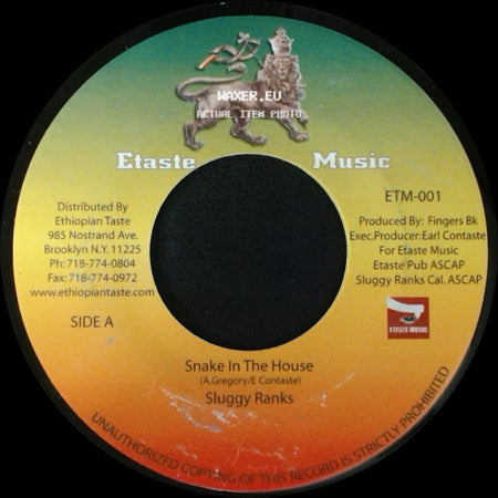 Sluggy Ranks / Sluggy Ranks Feat. Sizzla - Snake In The House / Snake Rmx side A