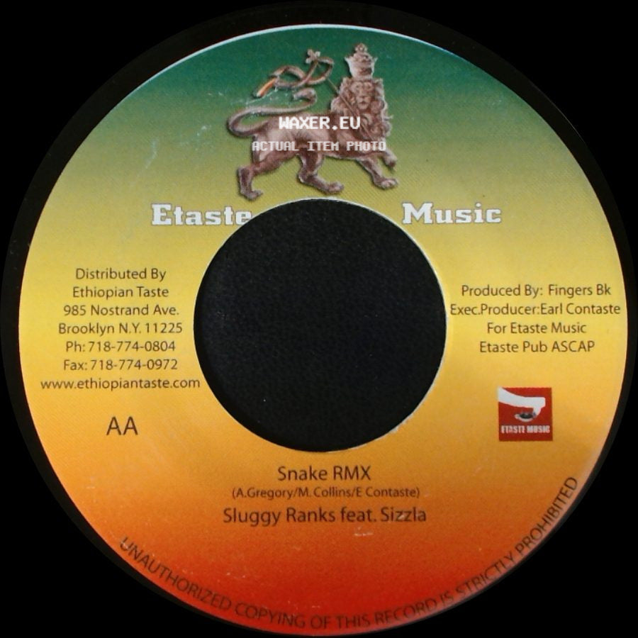 Sluggy Ranks / Sluggy Ranks Feat. Sizzla - Snake In The House / Snake Rmx side B