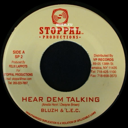 Bluzh & L.E.C. / Richie Law - Hear Dem Talking / Can't Live Without You side A