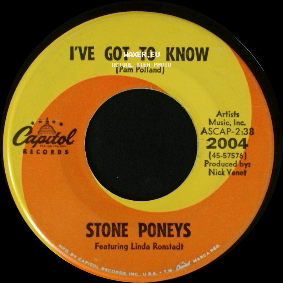 Stone Poneys / Stone Poneys Featuring Linda Ronstadt - Different Drum / I've Got To Know (Pam Polland) side B