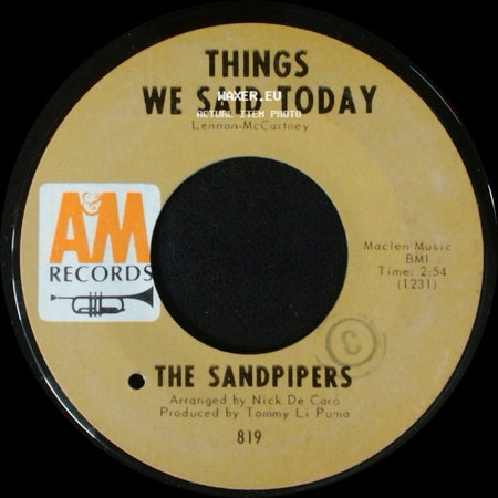 The Sandpipers - Louie, Louie / Things We Said Today side B