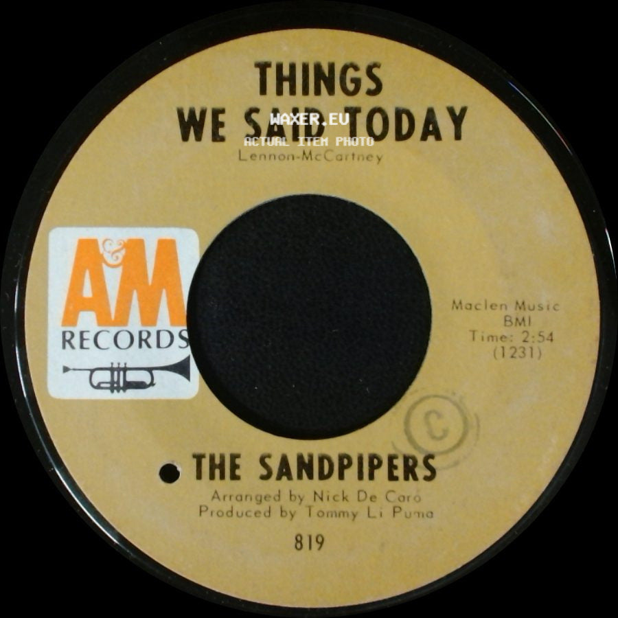 The Sandpipers - Louie, Louie / Things We Said Today side B