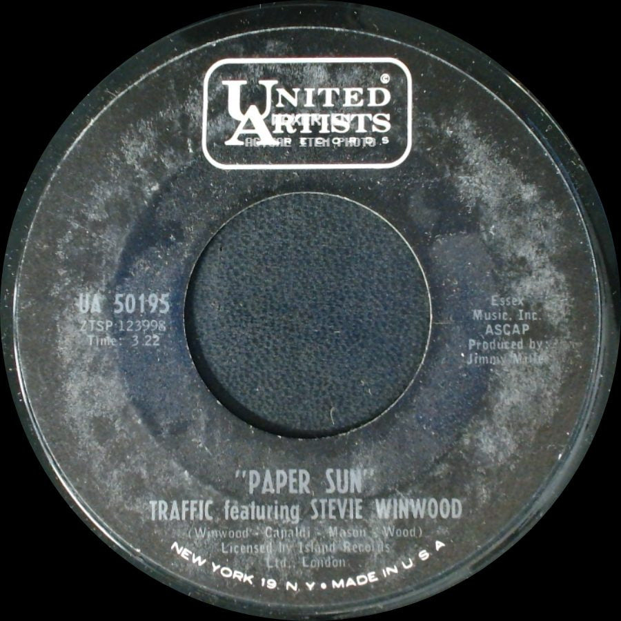 Traffic Featuring Stevie Winwood - Giving To You / Paper Sun side B