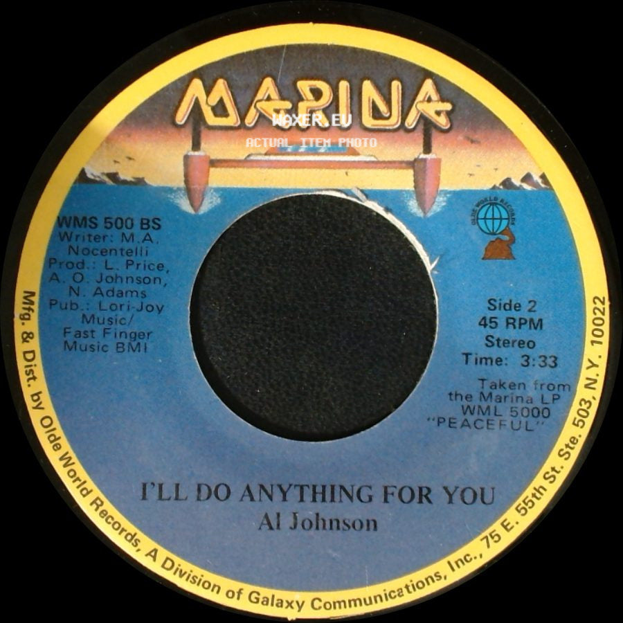 Al Johnson - It's Not Too Late / I'll Do Anything For You side B