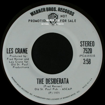 Les Crane - The Desiderata / The Desiderata side A