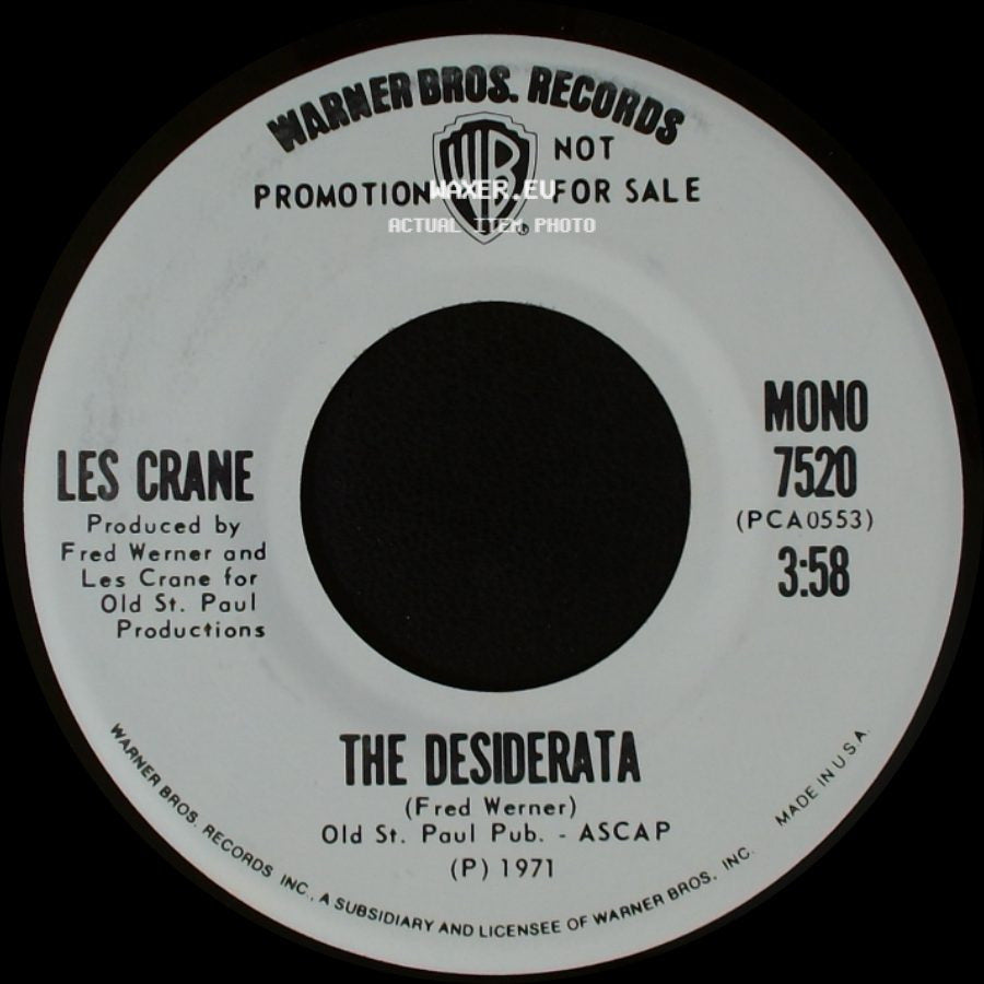 Les Crane - The Desiderata / The Desiderata side B