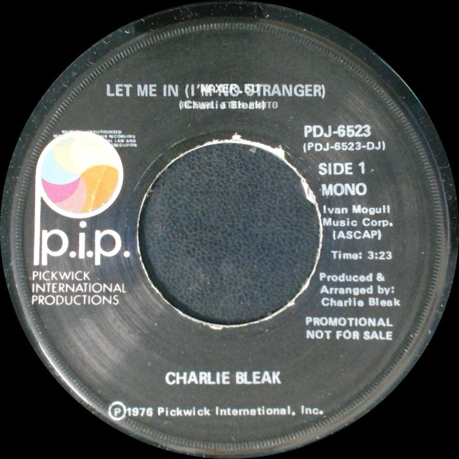 Charlie Bleak - Lonely (I'm No Stranger) / Let Me In (I'm No Stranger) side B