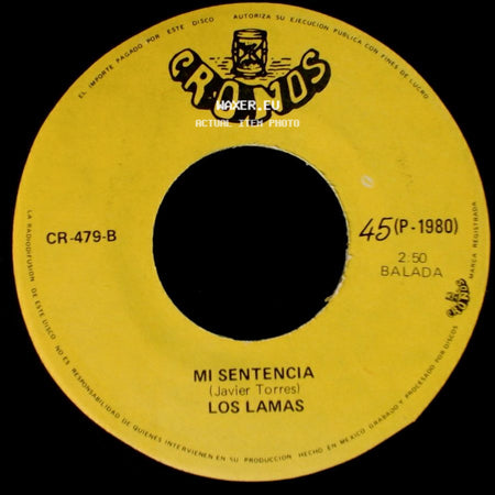 Los Lamas - Gotitas De Tristeza / Mi Sentencia side B