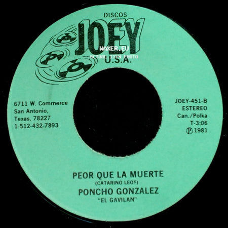 Poncho Gonzalez "El Gavilan" - Mi Lupita / Peor Que La Muerte side B